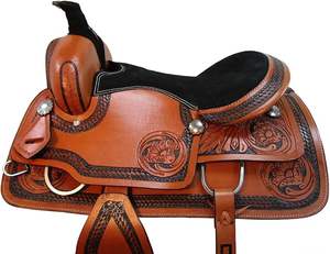 Conjunto de Silla de Montar Premium para Caballo Occidental, Asiento Cómodo, Cuero Vacuno Natural, Cuero Genuino, Hecho a Mano, para Senderismo y Carreras - Product Image 6