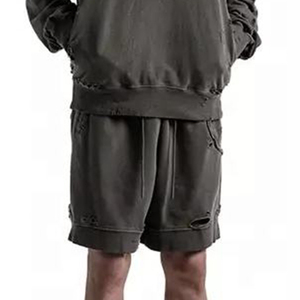 2025 pantalones cortos atléticos transpirables con lavado ácido Unisex personalizados 100% algodón de alta calidad Casual 5 pulgadas en costura sólida para hombres antiarrugas - Product Image 3