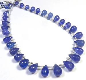 Grenat bleu de haute qualité traité thermiquement perles de larme polies pléochroïques 9.5 ''brin 6-10mm perles de grenat africain naturel lisse - Product Image 1