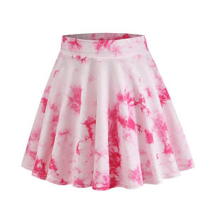 Jupe patineuse mini évasée pour femmes, basique, polyvalente, extensible, plissée, tie-dye - Product Image 2
