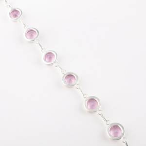Zircon Sterling <b>Silver</b> Tennis Charm Bracelet Pink Gemstone Handmade Luxury Jewelry for <b>Women</b> Anniversary Engagement Wedding Gift - Product Image 3