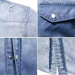 Men Fashion Work <b>Jeans</b> Shirt Slim Fit Everyday Shirt Men Casual Button <b>Up</b> <b>Jeans</b> Shirt Trendy Outdoor Shirt - Product Image 5