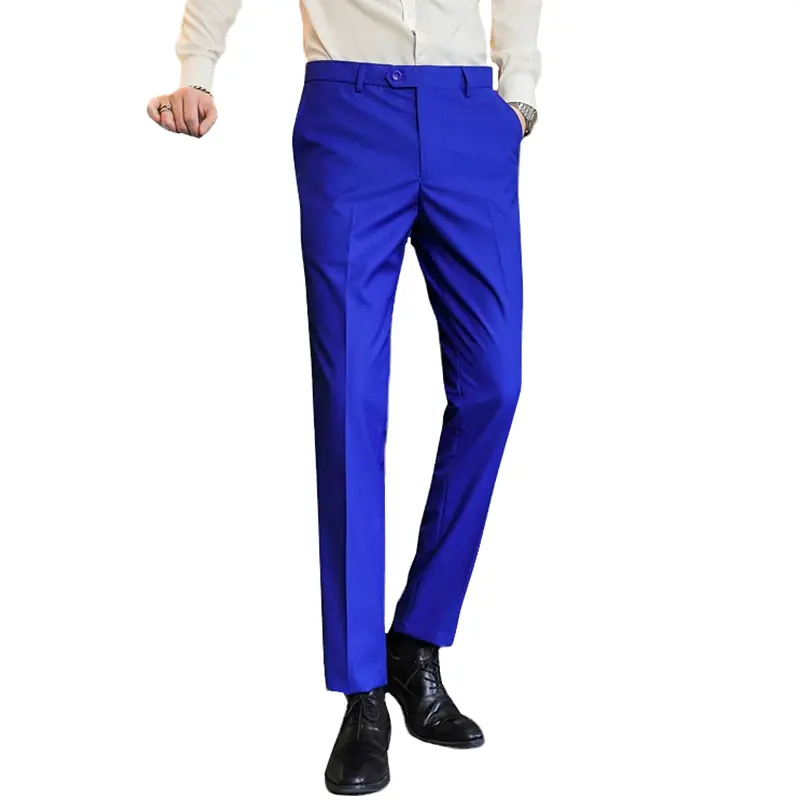 חדש הגעה 2023 ריק משרד עסקים שמלת מכנסיים כותנה כחול ספנדקס מקרית גברים שמלת מכנסיים