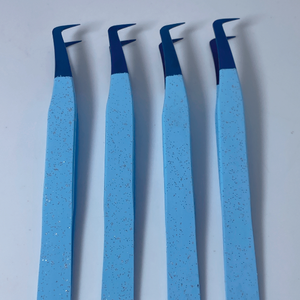 Pince à cils avec logo personnalisé en gros avec pointe en fibre d'acier inoxydable pince à épiler d'extension de marque privée - Product Image 4