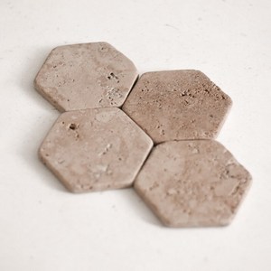 Posavasos hexagonales de mármol travertino, decoración para mesa de comedor, regalo de inauguración de casa, juego de 6 - Product Image 5