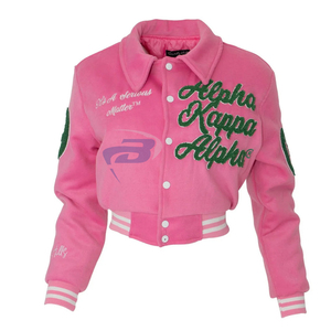 Alfa |   Kapa |   Chaqueta Universitaria Alpha Sorority con Logotipo Bordado Elegante, Ropa de Sororidad, Logotipo Personalizado de Sororidad, Diseño Vertical - Product Image 1