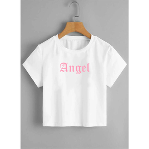 Camiseta gráfica recortada personalizada, camisetas cortas de algodón para mujer, camisetas de punto para entrenamiento de Yoga de Color sólido, Camiseta corta para mujer - Product Image 4