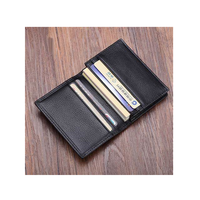 Dompet Kartu Kredit Pria Kulit Asli Mewah Tipis Berkualitas Tinggi CROSS FAB, Model Pendek, Anti RFID, Logo Custom, Bukaan Terbuka, Satin