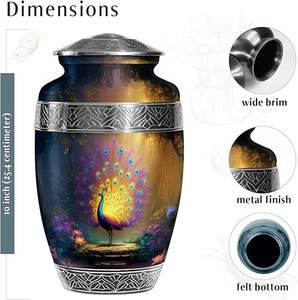 โกศบรรจุอัฐิรูปนกยูงขนาดใหญ่สำหรับบรรจุอัฐิมนุษย์ โกศเผาศพสำหรับผู้ชาย โกศบรรจุอัฐิมนุษย์สำหรับผู้หญิง ขนาด 10 นิ้ว - Product Image 2