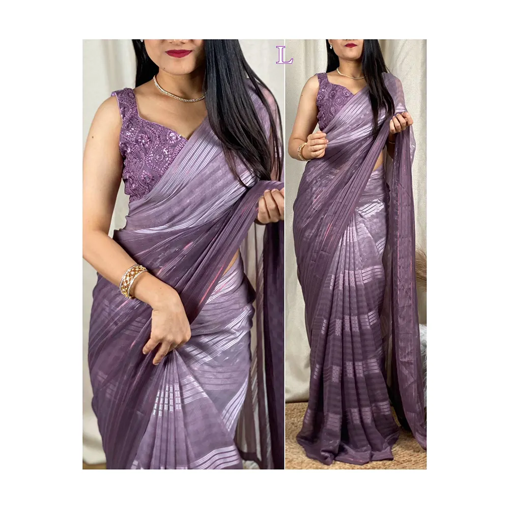 Neue Kollektion Pedding Print mit Self Sparkle Zari Weben im Saree mit Designer Tussles In Pallu