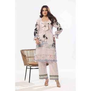 Conjunto de traje de mujer de 2 piezas sin coser con estampado jacquard TL-52136B - Product Image 3