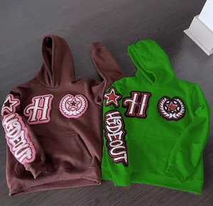 Sweat à capuche en molleton Streetwear H Design Marron chocolat Beige Broderie audacieuse Pull Homme Logo personnalisé 100% coton - Product Image 3