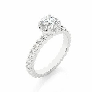 Bague de fiançailles en diamant solitaire à 4 griffes de coupe ronde pour femmes - Product Image 3