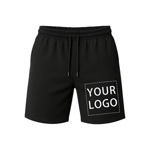 Pantalones cortos de playa personalizados para hombre, cintura elástica, cierre de cordón, pantalones de algodón transpirable, piernas con cintura personalizada - Product Image 1