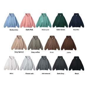 Custom Puff Print Heavyweight Blank Boxy Fit Cropped Vintage Pullover Chaqueta con cremallera doble Sudadera con capucha de gran tamaño - Product Image 2