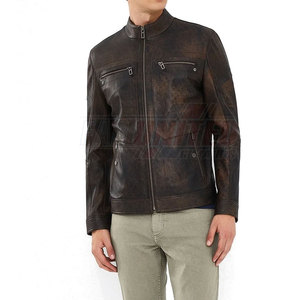 Nueva Chaqueta de Cuero para Hombre Estilo Motero con Cuello Alto con Cremallera y Paneles Elegantes, Diseño de Cuello Alto, Estilo Urbano - Product Image 5