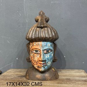 Tête de Bouddha en bois de style traditionnel - Product Image 5