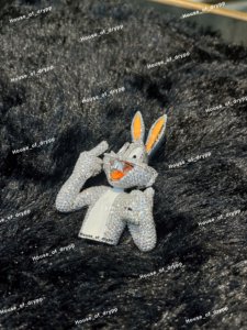 Pendentif Lapin de Dessin Animé Serti de Diamants Moissanite Micro-Pavés en Argent Sterling 925 Style Hip Hop - Product Image 3