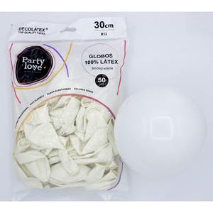Globos de Látex Party Love 30cm R12 Blancos Biodegradables 50 Unidades - Product Image 1