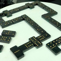 Jeu de dominos classique émeraude noir, en résine époxy écologique polie de qualité supérieure, forme rectangulaire, pour jeux de plein air, cadeau unique sur le thème des animaux