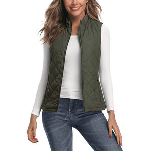Design personnalisé femmes gilets rembourré léger gilet col montant matelassé gilet avec poches zippées respirant avec le meilleur OEM - Product Image 2