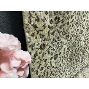 2.6x6.4 ft Vintage Accent Rug, <b>Brown</b> Beige Turkish Polka dot <b>Wool</b> Rug - Product Image 4