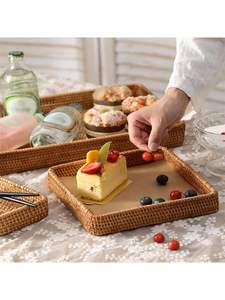 Bandeja de servicio de ratán hecha a mano para decoración del hogar de diseño único moderno o bandeja de caña o bambú a un precio razonable - Product Image 6