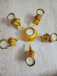 Éléphant artistique Rangoli ensemble pendaison de crémaillère faveur mariage indien entrée décoration de la maison Diwali photophore bougeoir - Product Image 3