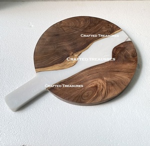 2025, venta al por mayor, tabla de cortar de madera y resina epoxi con mango, tabla de Río de resina azul, comida - Product Image 4