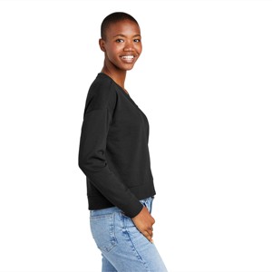 Cotton Korean Women V-Neck Pullover <b>Black</b> Sweatshirt - Soft and Cozy Mid-Layer for Casual Wear, Ideal for Layering in Fall - Product Image 3