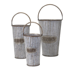 Best Quality Rustic Farmhouse Style Galvanized Metal Floor <b>Vase</b> Decoration <b>SET</b>/<b>3</b> New Design Decoration Latest Modern <b>Vases</b> Style - Product Image 4