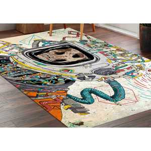 Alfombra de Astronauta con Calavera: Arte Graffiti, Alfombra Antideslizante, Alfombra de Chenilla - Product Image 3