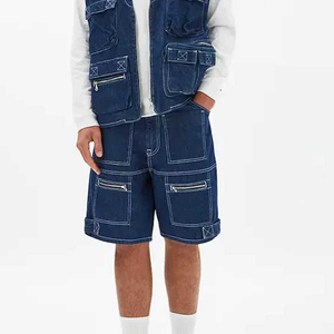 Pantalones Cortos Vaqueros Desgastados de Corte Recto y Cintura Media para Hombre, Estilo Urbano, con Logotipo Personalizado, Transpirables, Resistentes al Viento y de Secado Rápido - Product Image 2