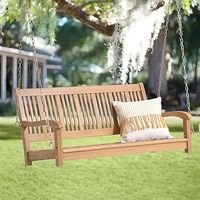 Balançoire en bois de porche pour adultes et enfants avec cordes de suspension durables finies en teck et expérience apaisante en plein air