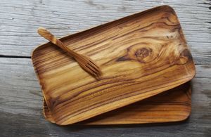 Plato de madera rectangular de tamaño personalizado al mejor precio, bandeja de comida rústica ecológica para servir comida decorativa - Product Image 3