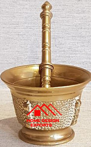 Vente chaude en laiton métal mortier et Pastel en argent fini pour épices meulage accessoires de cuisine cuisine de haute qualité - Product Image 5