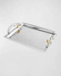 Plateau de service de table de luxe, style victorien, plateau de service perforé plaqué, acier inoxydable et laiton, plat décoratif - Product Image 5