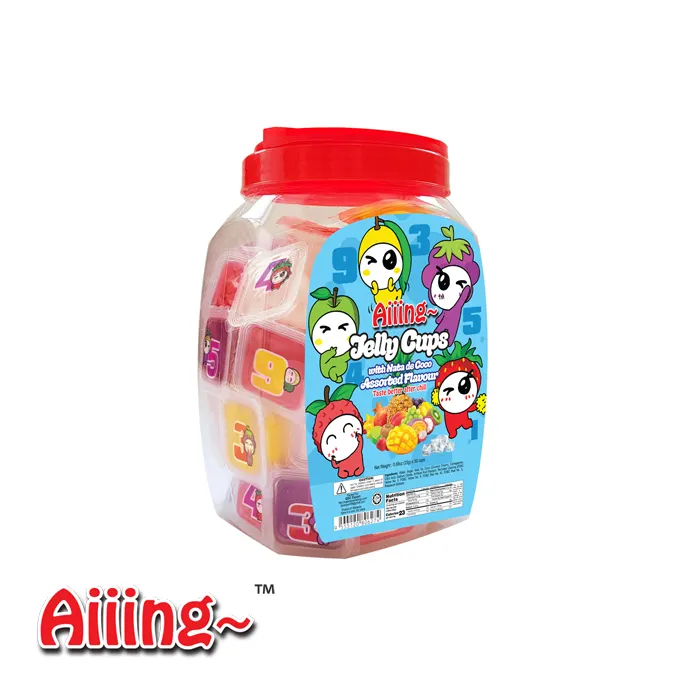 Aiiing Fruit Mini Jelly Cup Met Nata De Coco - Lychee Mango Aardbei Druiven Diverse Kokosnoot Gelei 25G X 50 Stuks X 6 Potten