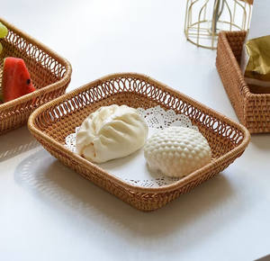 Cestas de almacenamiento de ratán hechas a mano para la cocina del hogar Cesta de servicio tejida de ratán - Product Image 2