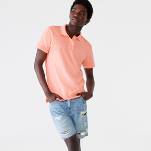 เสื้อยืดโปโลผู้ชายผ้าฝ้ายสีตัดกันสไตล์เรียบง่าย - Product Image 2