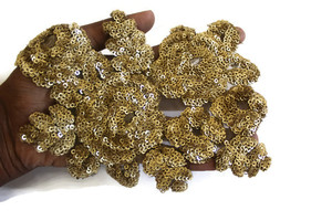 Robe faite à la main décor élégant Unique en forme de perle de cristal broderie Patch Sequin perlé broderie Motif toile vêtements - Product Image 3