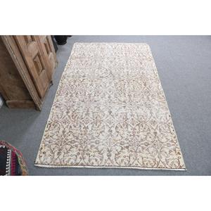 Alfombra Turca, Alfombra de 3.9x6.6 pies, Alfombra con diseño de plantas y árboles blancos - Product Image 1