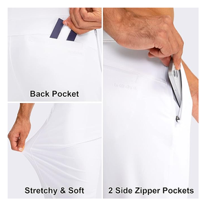 กางเกงมีเชือกรูดทรงหลวมสำหรับผู้ชายกางเกงเอวกลางผ้าแคนวาสผ้าฝ้าย100% ระบายอากาศได้ดีสำหรับตีกอล์ฟ - Product Image 5