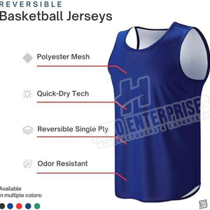 Maillot de basket-ball d'été personnalisé unisexe double face réversible sans manches vêtements de sport respirant chemise grande taille - Product Image 5