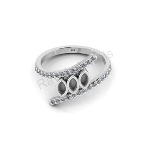 Meilleure qualité 4x2mm argent Semi-anneau de montage Style classique anniversaire cadeau de mariage pour les filles plaqué rhodium pour les fêtes - Product Image 2