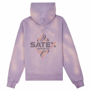 Sudadera Unisex de Gran Tamaño, Estilo Vintage, de Algodón, con Cierre, Degradado, Lavado Ácido, Bordado en Relieve y Apliques - Product Image 2