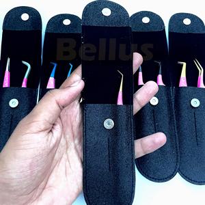 Pinzas de pestañas de acero inoxidable de 45 grados para agarre de precisión y comodidad para aplicaciones de pestañas extendidas - Product Image 1