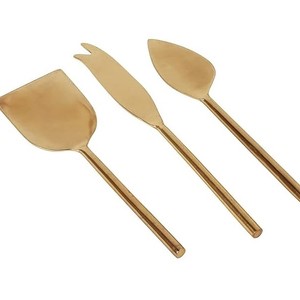 Ensemble de 3 couteaux à fromage en acier inoxydable plaqué or, écologiques, couteau à gâteau de mariage, trancheur à fromage, outils à fromage - Product Image 5