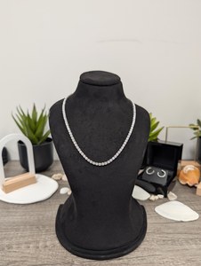 Collar de diamantes brillantes con corte redondo de 15.00 quilates, color EF, claridad VVS, diamantes cultivados en laboratorio, en oro macizo de 14 quilates, para novias, bodas, compromisos y fiestas. - Product Image 3