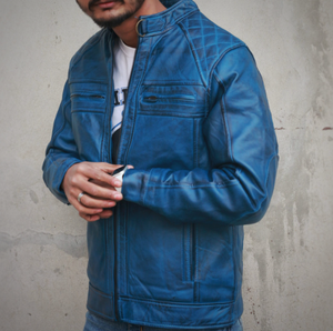 แจ็กเก็ตหนังสำหรับผู้ชาย, แจ็กเก็ตหนังสีพื้นเสื้อแจ็คเก็ตลำลองเรียบง่ายยอดนิยมสำหรับฤดูใบไม้ร่วง - Product Image 2